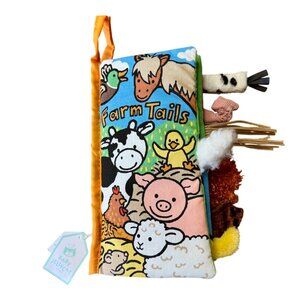 BABY JELLYCAT FARM TAILS Fabric Book Retired NWT Crinkly Interactive Touch NEW
